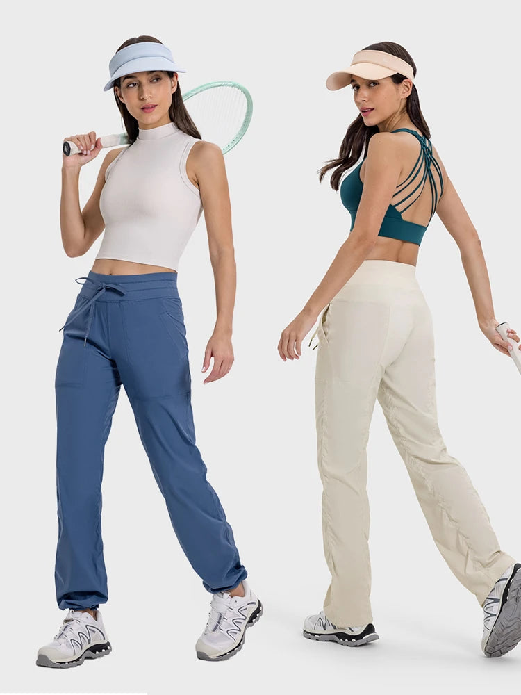 Damen Quick Dry Sporthose Leicht Atmungsaktiv Laufhose Fitness High Waist Weites Bein Loose Freizeithose Yoga Hose 2024 Herbst Hauptbild