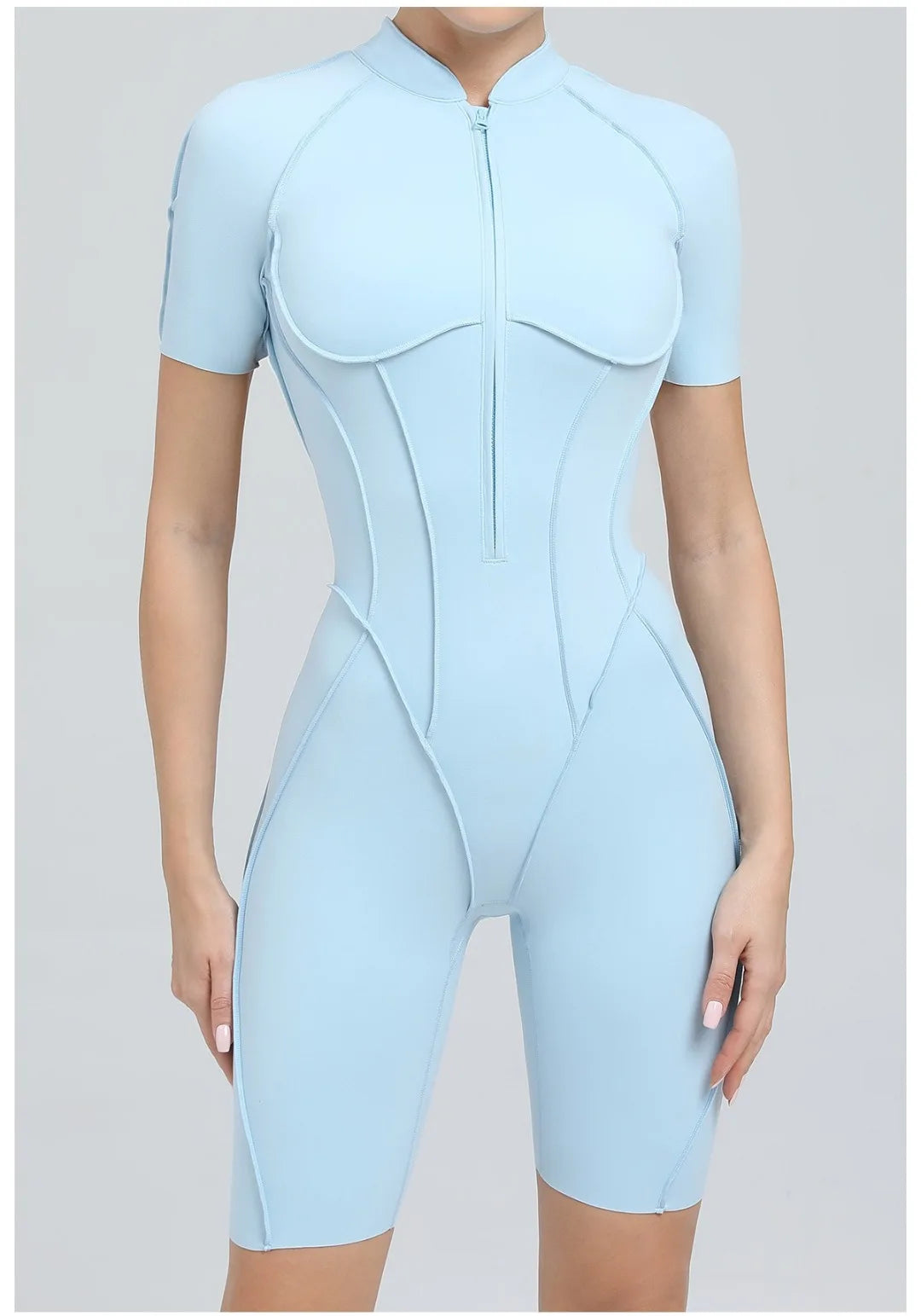 Women's Yoga Jumpsuit Hip Lift Sports Fitness Removable Padding Backless Zipper Leggings One-Piece Running Workout Gym Jumpsuit