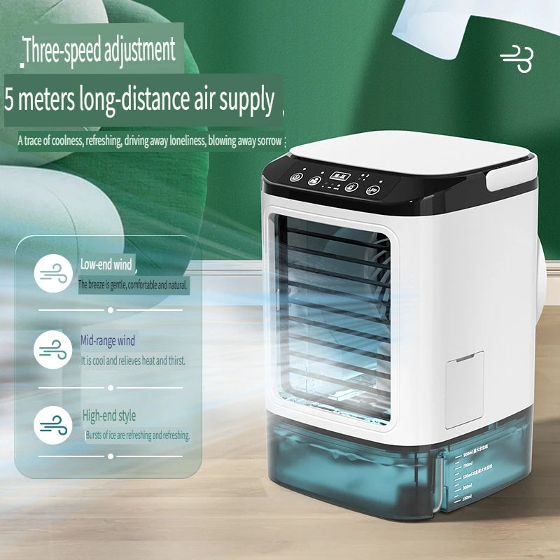 Leiser 3-Stufen Tragbarer Klimaanlage Mini-Verdunstungskühler Luftbefeuchter für Schlafzimmer