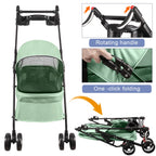 Folding Pet Stroller/Buggy, Dog/Cat Carrier, Pet Travel Stroller for Dogs with Cup Holder, Wheels with Brakes, Oxford Fabric, Steel Frame, 50 x 70 x 95 cm