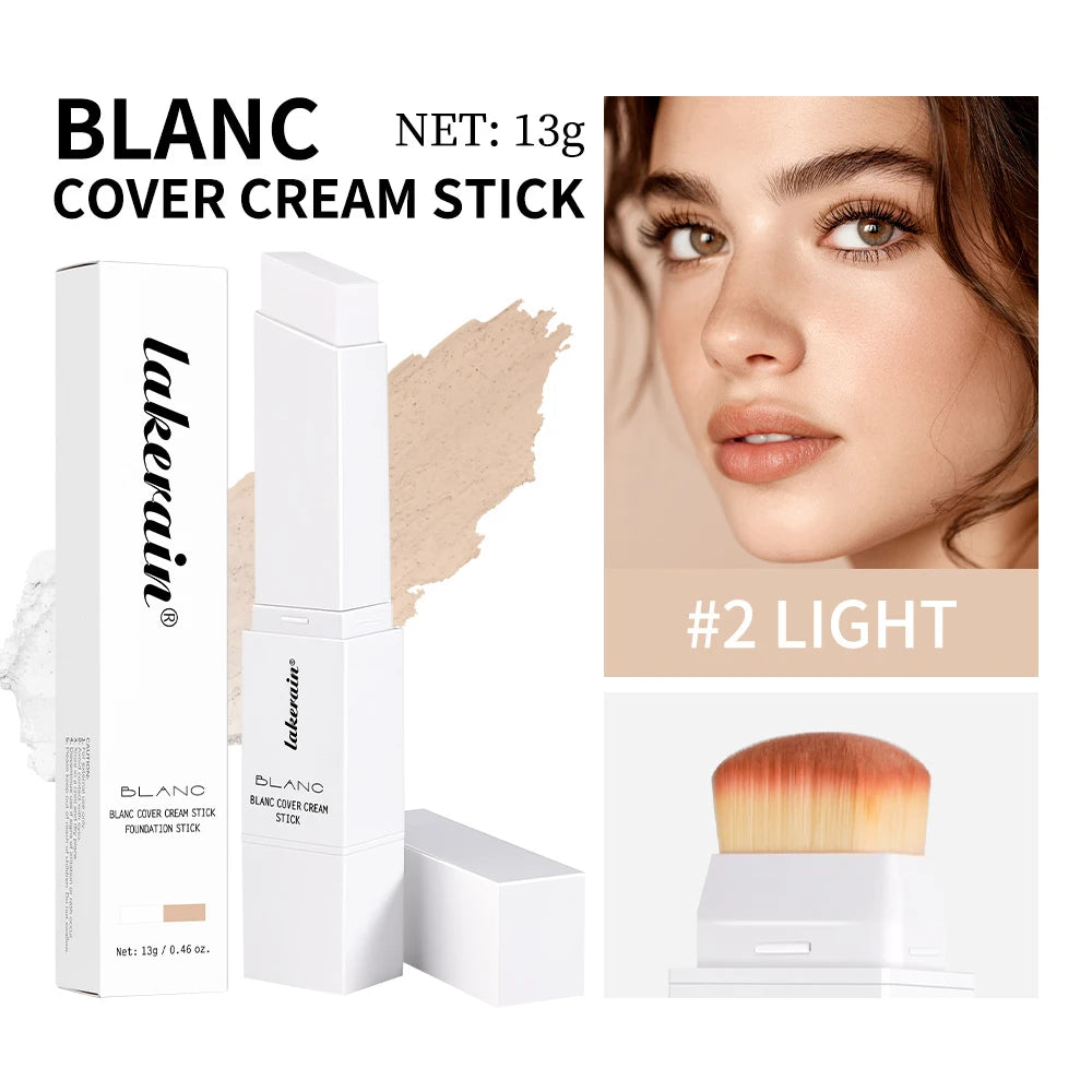 Foundation Stick Farbwechsel-Foundation mit abnehmbarem Pinsel Blanc Cover Cream Stick Farbwechselnde Basis Make-up mit hoher Deckkraft