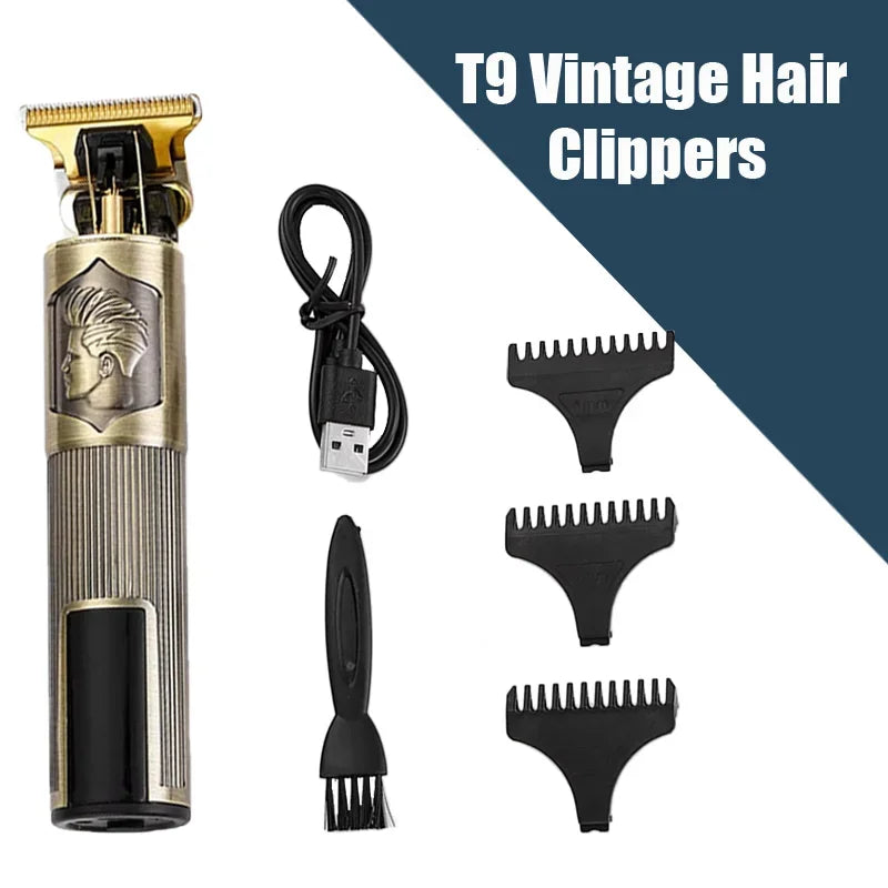 Neu! T9 Elektrischer Haartrimmer/Zubehör | Professioneller USB Rasierer | 0mm Glatzkopf-Haarschneidemaschine Tragbar für Herren Heimfriseur