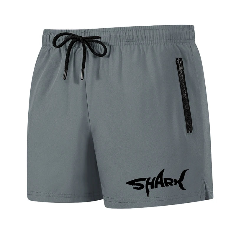 Hai-Grafik Herren Badeshorts Sommer Lässige Strandshorts mit Netzfutter Reißverschlusstaschen Schnell trocknende Badehose