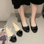 Ballerina Damen Halbschuhe Komfort Rutschfeste Damen Mokassins Leder Flats Elegante Schleife Damen Einzelschuhe
