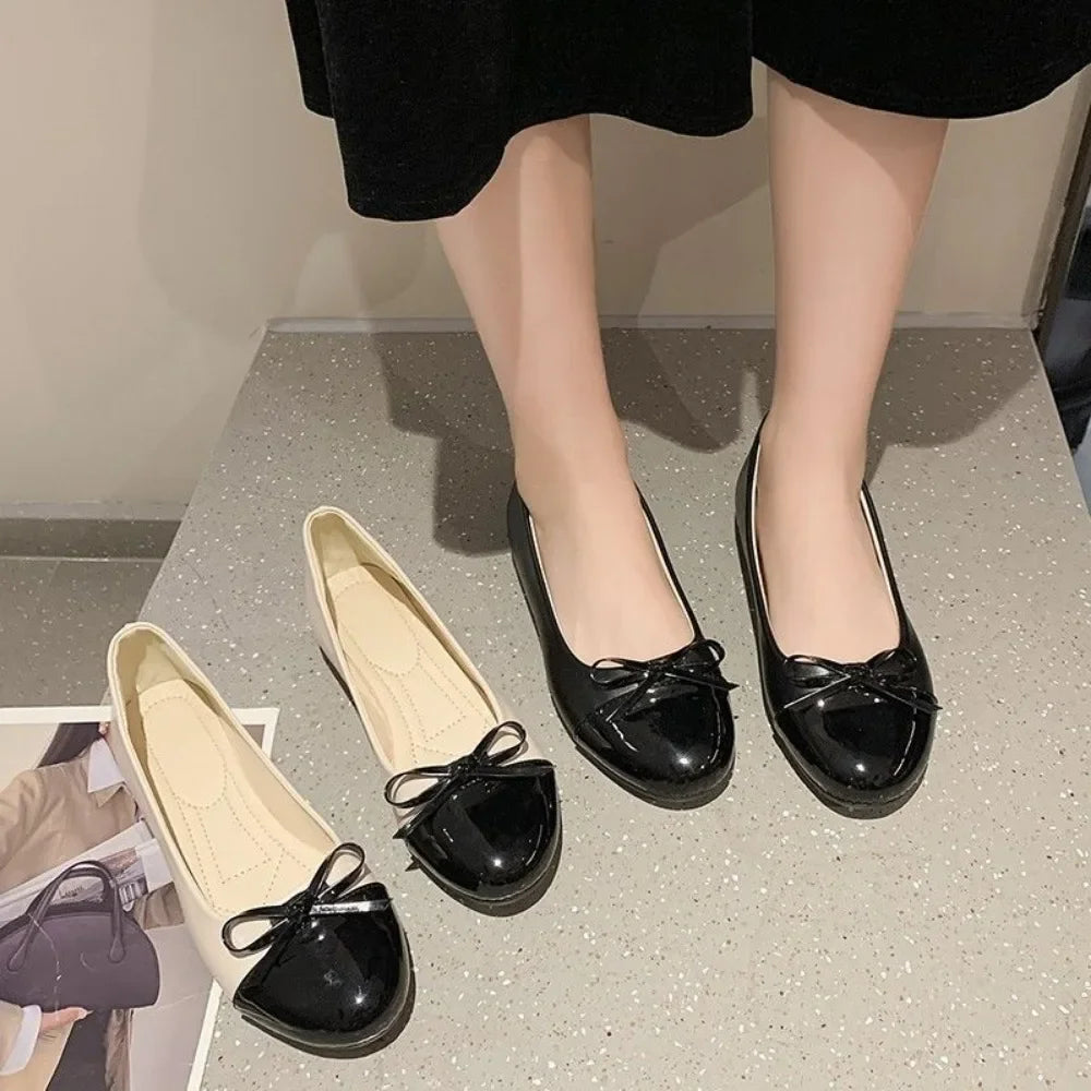 Ballerina Damen Halbschuhe Komfort Rutschfeste Damen Mokassins Leder Flats Elegante Schleife Damen Einzelschuhe