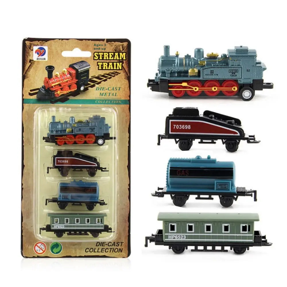 Auto Fahrzeuge Retro Dampfzug Rückziehmodell Diecast 1:60 Legierung Spielzeugzug Kinder Spielzeug Set für Jungen Geschenke Kindergeburtstag