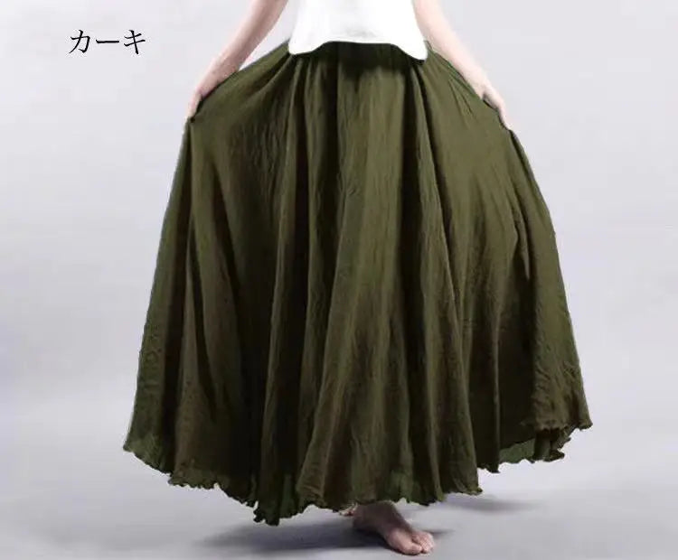 Neue 2020 Damen Leinen Baumwolle Lange Röcke Elastische Taille Plissierte Maxi Röcke Strand Boho Vintage Sommer Röcke Faldas Saia