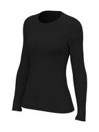 Damen einfarbiges Rundhals Enganliegendes Langarm Alltags-Fitness-T-Shirt