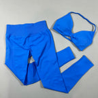 UETEEY Set für Damen, Trägerloser Yoga-BH, Sport-Top, Workout-Leggings-Set, Nahtloses Fitnessstudio-Set, Fitnesskleidung, Outfit, Activewear