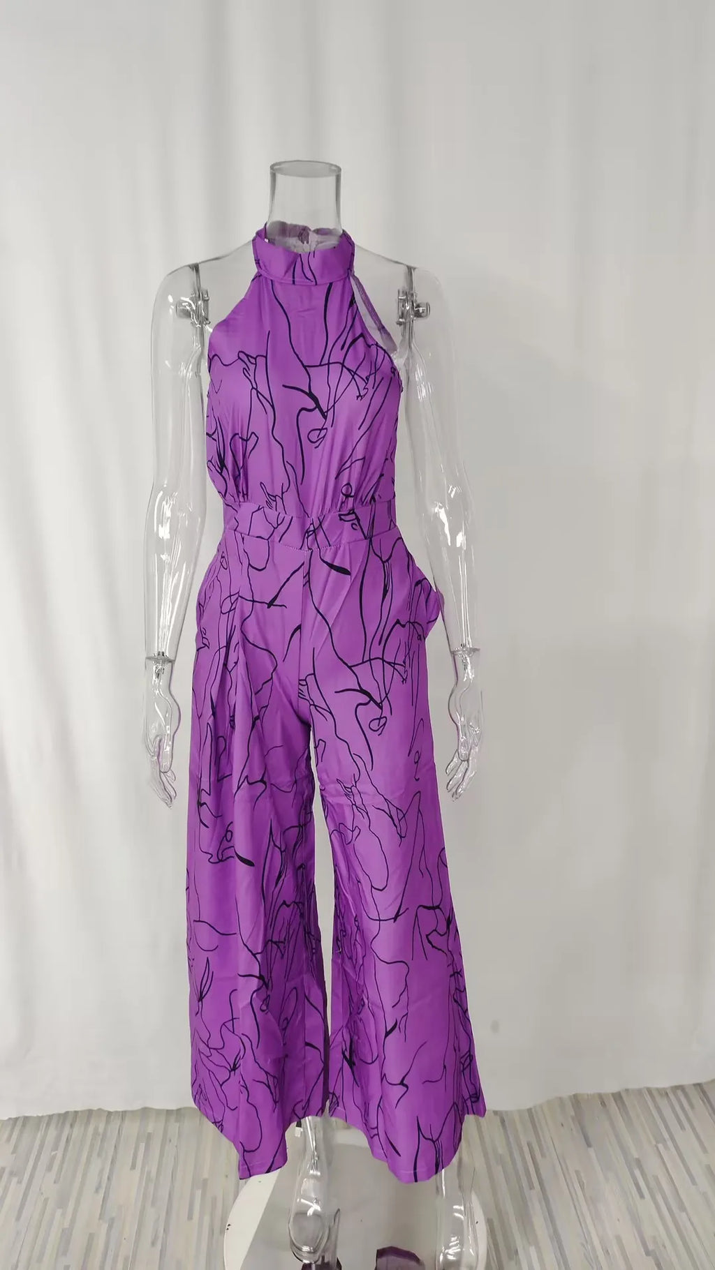 Sexy ärmelloser Jumpsuit Büro-Dame Frühling Sommer Mode Lässige schulterfreie bedruckte Jumpsuits für Frauen 2024 Einteiler Strampler