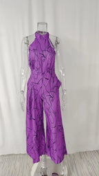 Sexy ärmelloser Jumpsuit Büro-Dame Frühling Sommer Mode Lässige schulterfreie bedruckte Jumpsuits für Frauen 2024 Einteiler Strampler