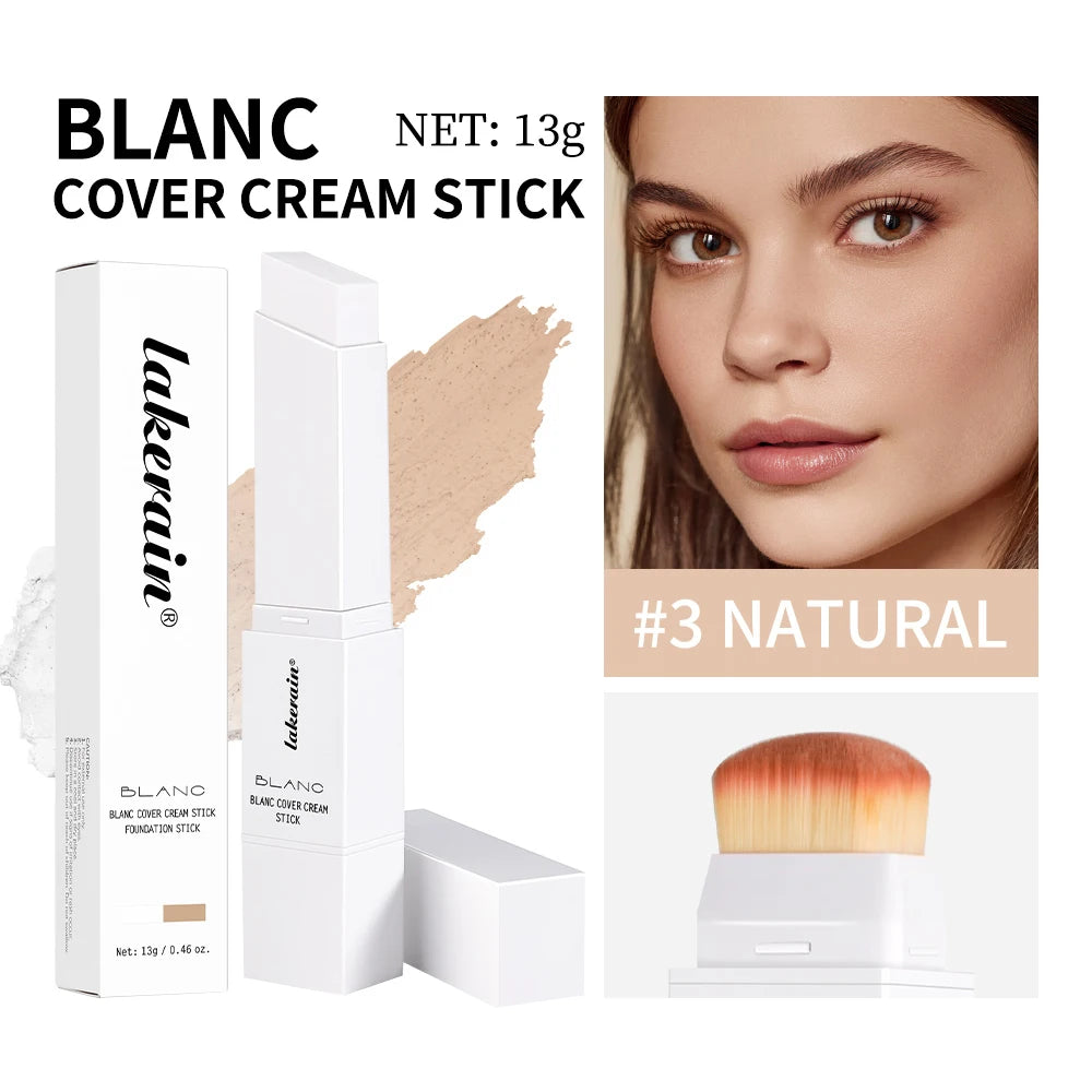 Foundation Stick Farbwechsel-Foundation mit abnehmbarem Pinsel Blanc Cover Cream Stick Farbwechselnde Basis Make-up mit hoher Deckkraft