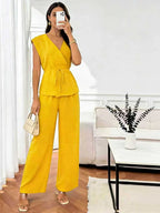 Damen Anzug mit Revers, langen Ärmeln, chic, einreihig, weites Bein, lange Hose, Sets 2026, lässiges, lockeres Outfit für den Alltag