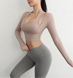 Cloud Rise Damen Yoga-Shirts Sport-Trainings-T-Shirt Sexy Mädchen Langarm-Bluse Fitnessstudio Fitness Crop Top Herbst Winter Sportbekleidung