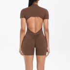 Reißverschluss Gym Jumpsuit Kurz Damen Yoga Sets Sport Outfits Weibliche Yoga Overalls Workout Kleidung Fitness Anzug Damen Trainingsanzug