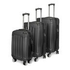 Comanlai 3-teiliges Rollkoffer-Set, schwarze Hartschalenkoffer, klassisches Streifendesign, mit 360°-Universalrollen, TSA-Schloss und Teleskopgriff, für Geschäftsreisen und Outdoor-Urlaub