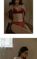 BANERDANNI Pure Desire Victoria Französische Spitzenbestickte Dessous Frauen dünne Cups Triangel-BH Set Bequem ohne Bügel