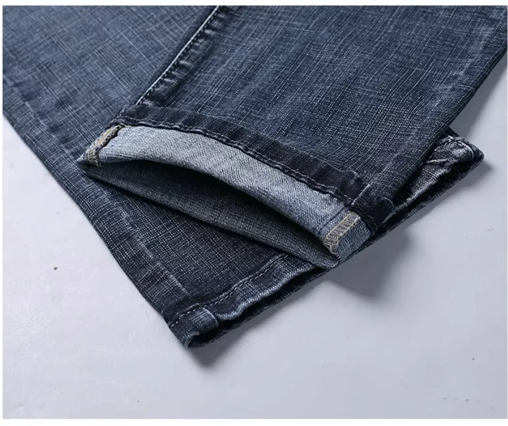 Wthinlee Neue Business-Herrenjeans Lässige Gerade Stretch Fashion Klassische Blau-Schwarze Arbeitsjeans Hose Männer Kleidung