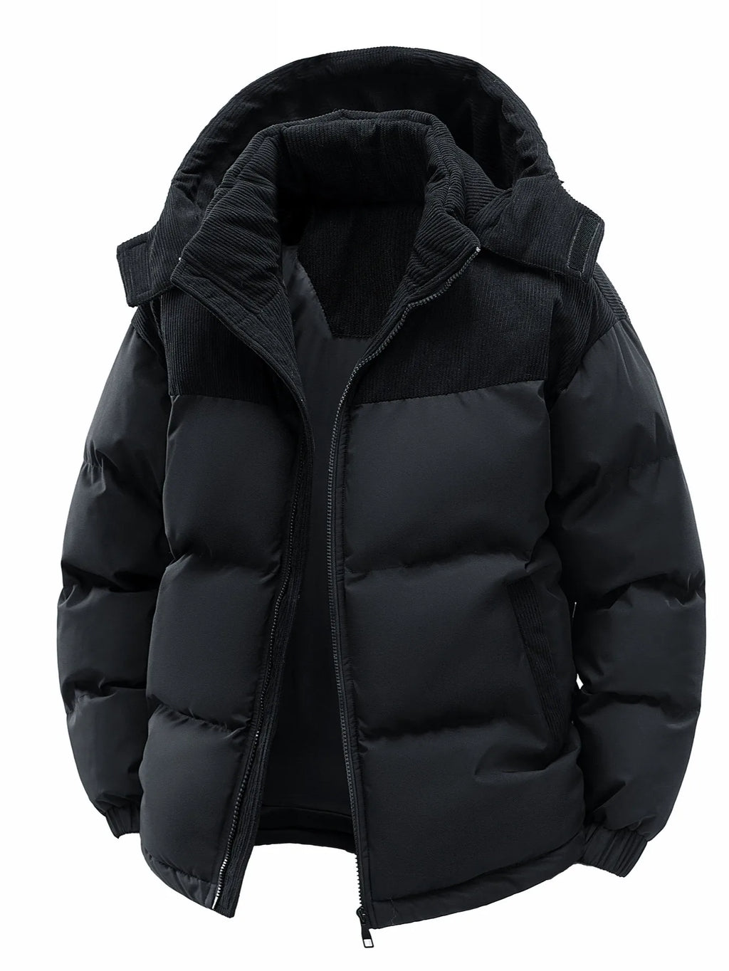 Herren-Kapuzenjacke aus Baumwolle, winterlich verdickt und warm, winddicht und kältebeständig, schlicht und vielseitig als Arbeitskleidung