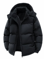 Herren-Kapuzenjacke aus Baumwolle, winterlich verdickt und warm, winddicht und kältebeständig, schlicht und vielseitig als Arbeitskleidung