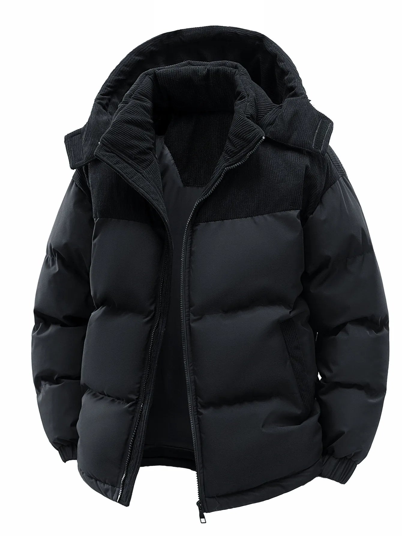 Herren-Kapuzenjacke aus Baumwolle, winterlich verdickt und warm, winddicht und kältebeständig, schlicht und vielseitig als Arbeitskleidung