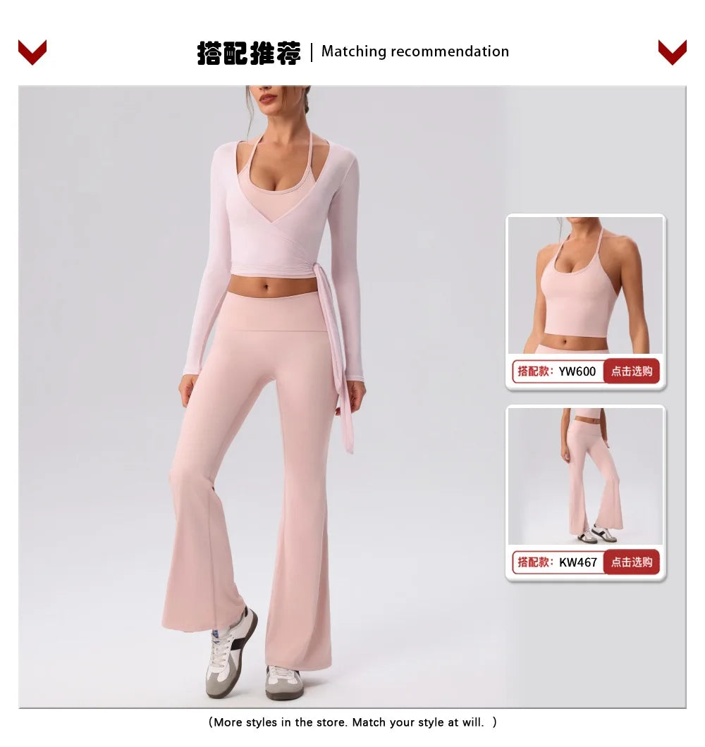 Yoga Sportshirt Blusen Pilates Crop Top Fitness Damen Langarm T-Shirt Oberteile Sweatshirt Sportbekleidung Damen Gym Yoga Kleidung