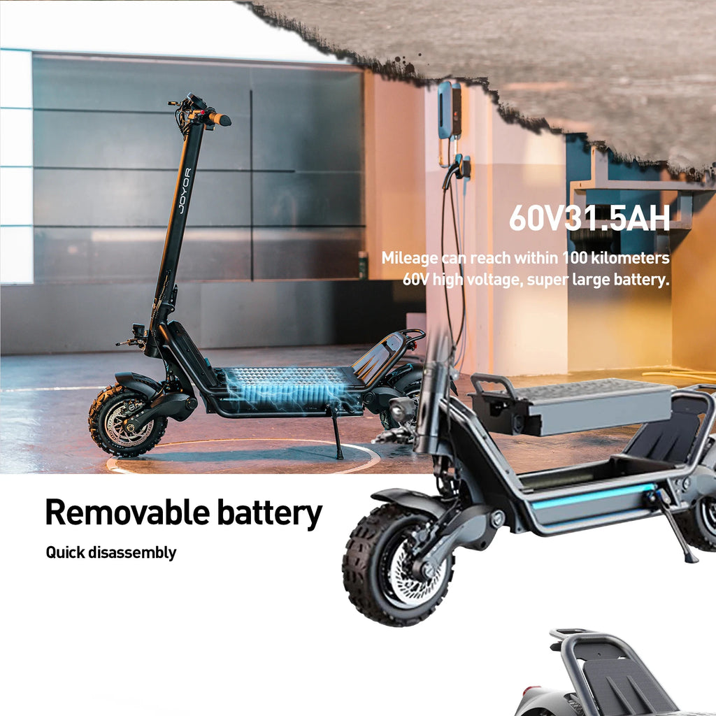 JOYOR E6-S Erwachsenen-Elektroroller 3200W Motor 60V31.5AH Akku Offroad-EScooter NFC-Entsperrung Hydraulische Bremse Klappbarer E-Scooter