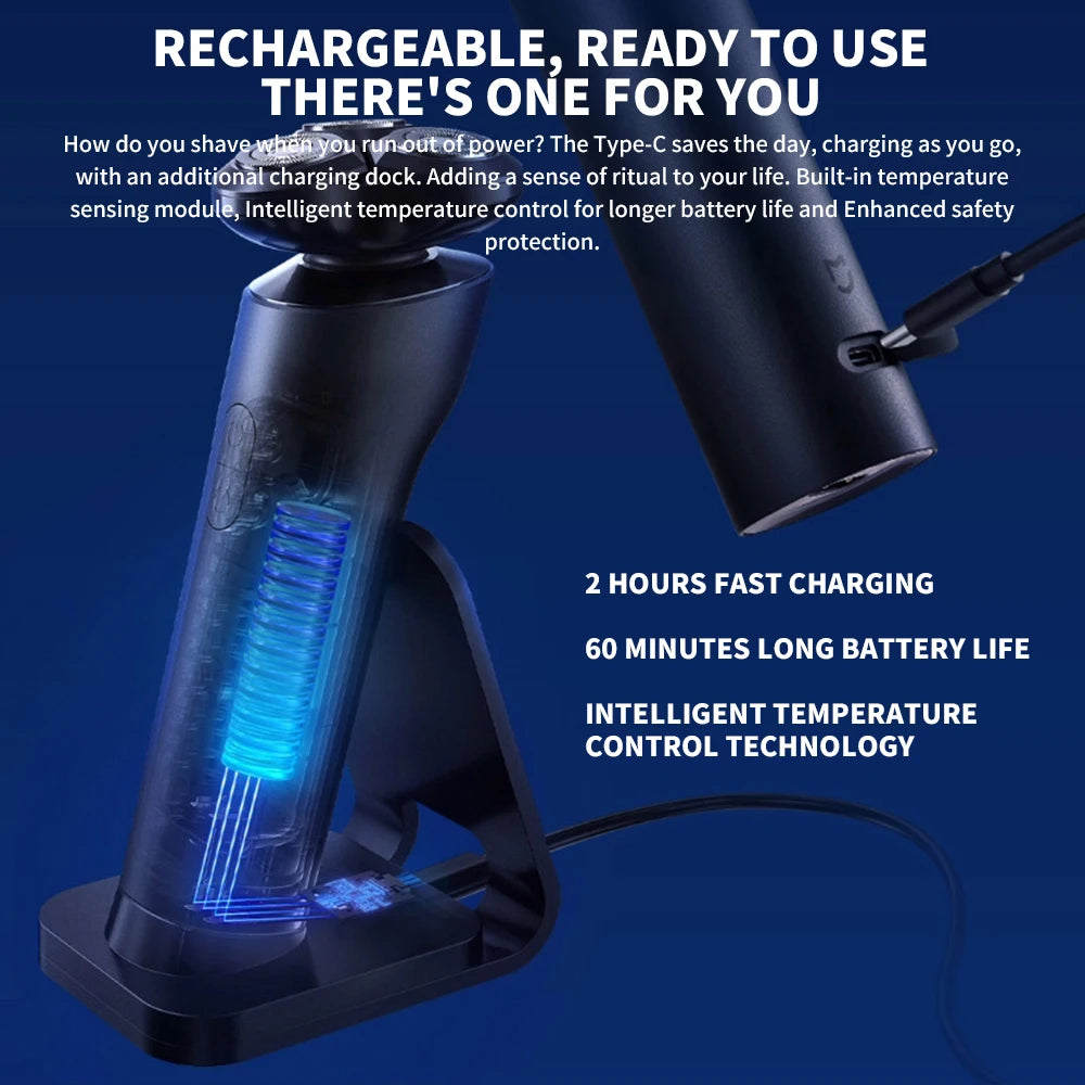 Neuer MIJIA Elektrorasierer S700 Tragbarer Flex-Rasierer 3 Köpfe Rasur IPX7 Wasserdicht Waschbarer Barttrimmer Trimmer Schneidegerät 30 Tage
