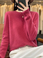 100 % Merinowolle Pullover Damen O-Ausschnitt Kaschmir Strickwaren Female Pullover Herbst Winter Freizeit Oberteile Einfarbig Weiche Kleidung