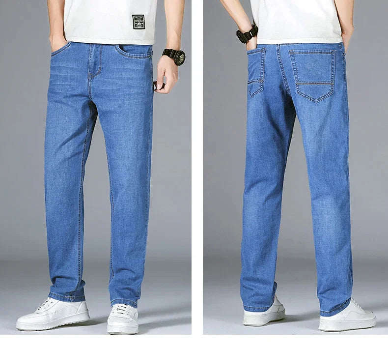 Herrenhose Büro Business Jeans Herren Klassische Blau Schwarz Baumwolle Stretch Straight Denim Hose Herren Marken Hosen