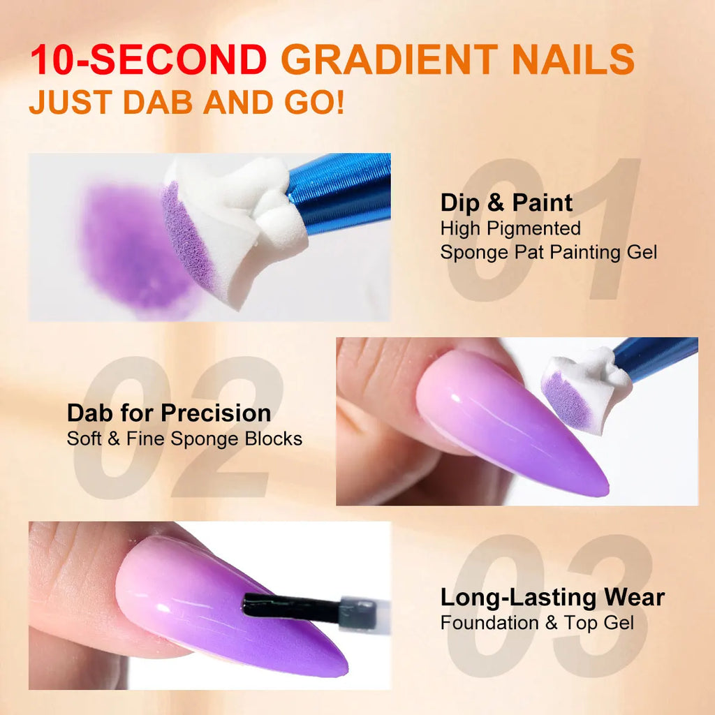 LIMEGIRL Gradient Gel Set Semipermanent – Hochglänzend – Farbverlauf – Buntes Nagelgelpolitur-Set Ablösbarer Lack für Nagelkunstdesign