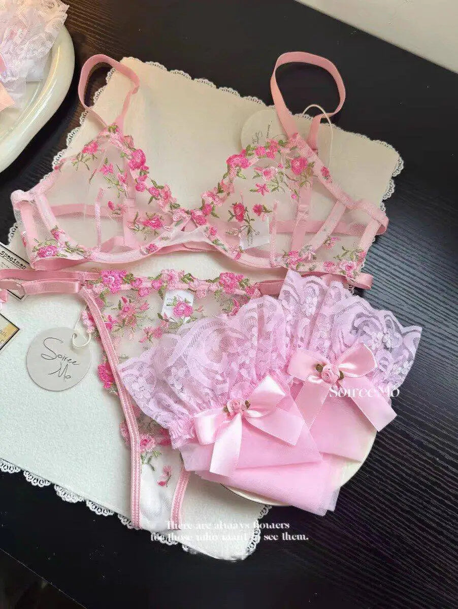 Europäische Frauen verführerischer transparenter BH mit Spitzenstickerei und Bügel, Minimizer für große Brüste, Anti-Sagging, weiche Dessous, S-XL BH-Set