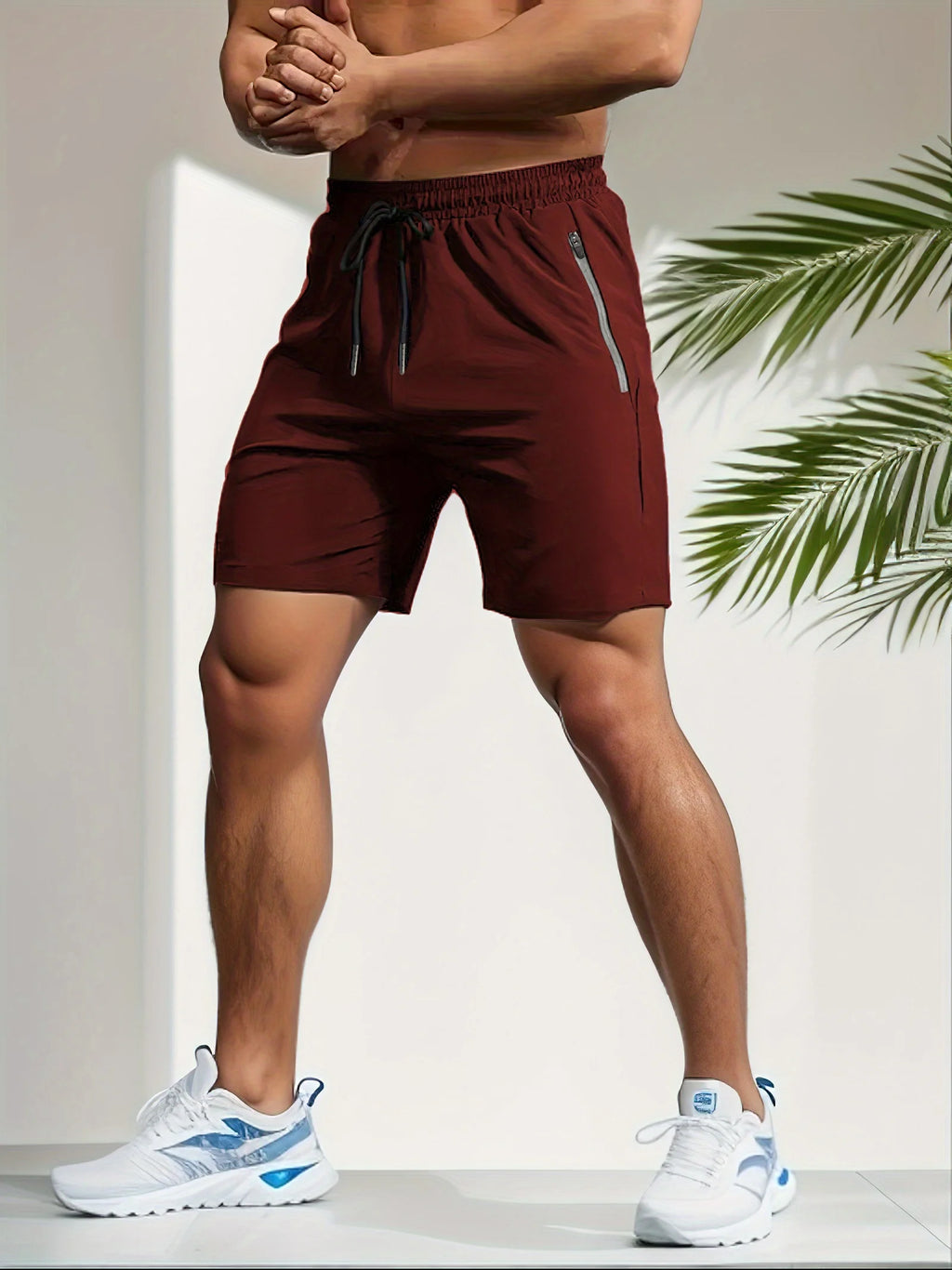 Herren-Shorts für sommerliches Fitnessstudio-Training, Laufen, Radfahren, schnell trocknend, atmungsaktiv, mit Kordelzug, Sporthose, Ausgeh-Outfit0428