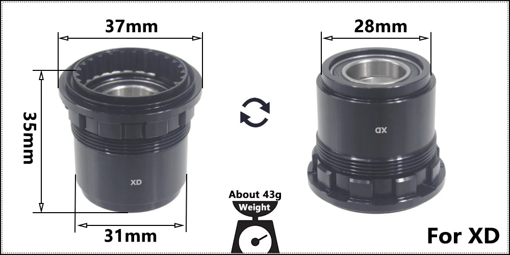 Fahrrad Micro Spline Freilauf MTB Rennrad Naben Konverter Endkappe Adapter 11/12 Fach MS HG DT Nabenkörper Treiber für XD DT240/350
