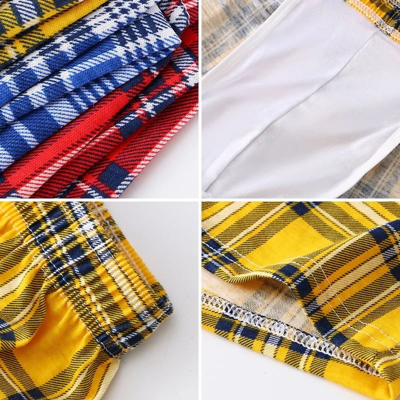 100 % Baumwolle Fashion Boxershorts Herren Unterwäsche Jugend Atmungsaktive Bequeme Locker Unterhose Klassische Karierte Pfeilhose Homewear