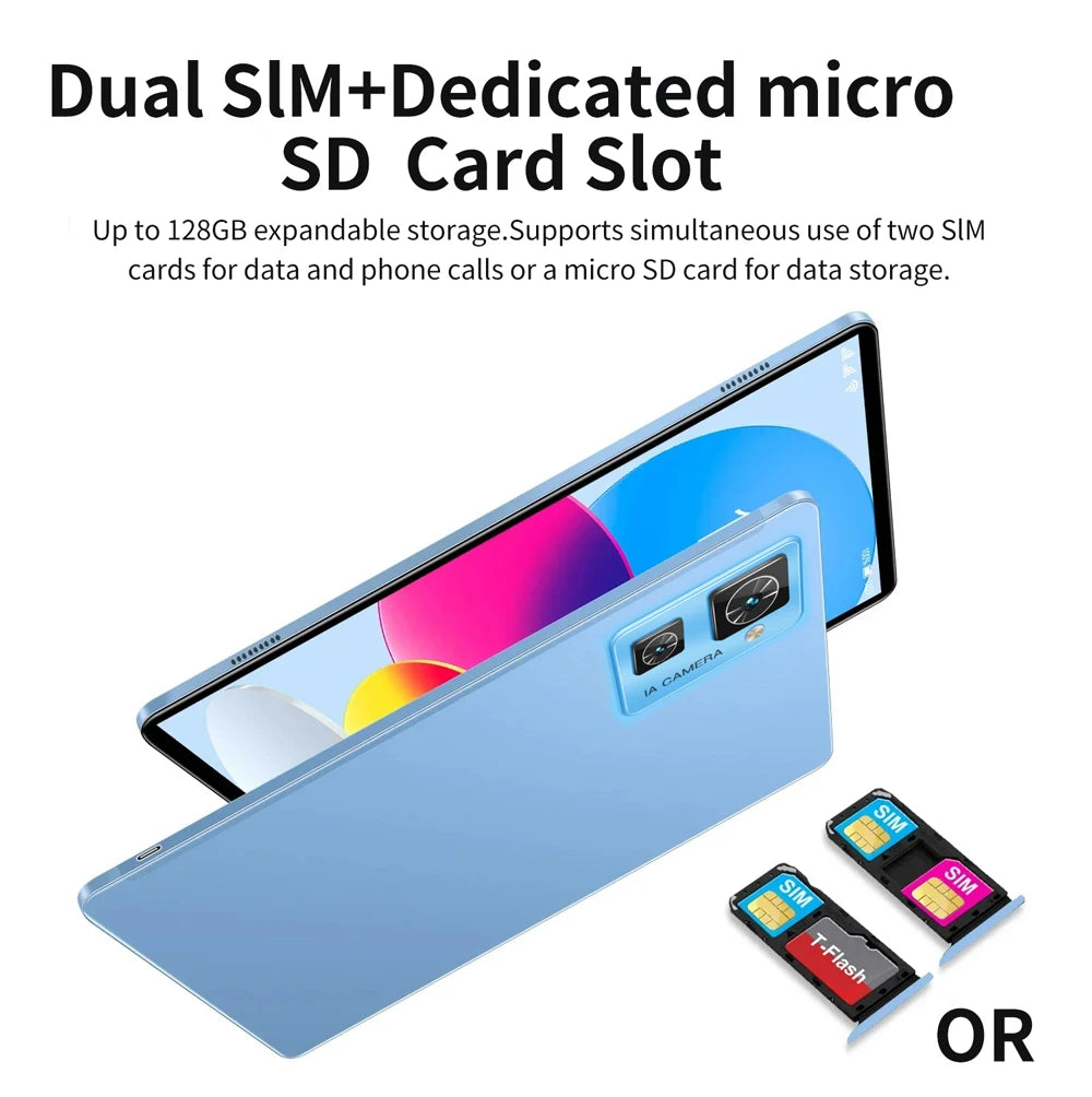 Sauenaneo PC Tablet 4 GB RAM 64 GB ROM (1 TB Erweiterung) unterstützt Google Office Dual-SIM-Karten Dual-Kameras Android 11
