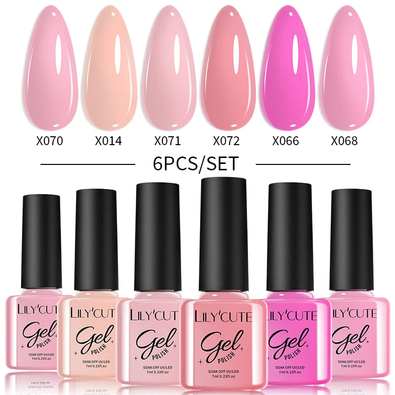 LILYCUTE 6PCS Gel-Nagellack-Set Sommer Neon Nagellack-Gel-Kits für DIY Nagel Semi-Permanenter UV-Lampe Gellack Nagellack-Set