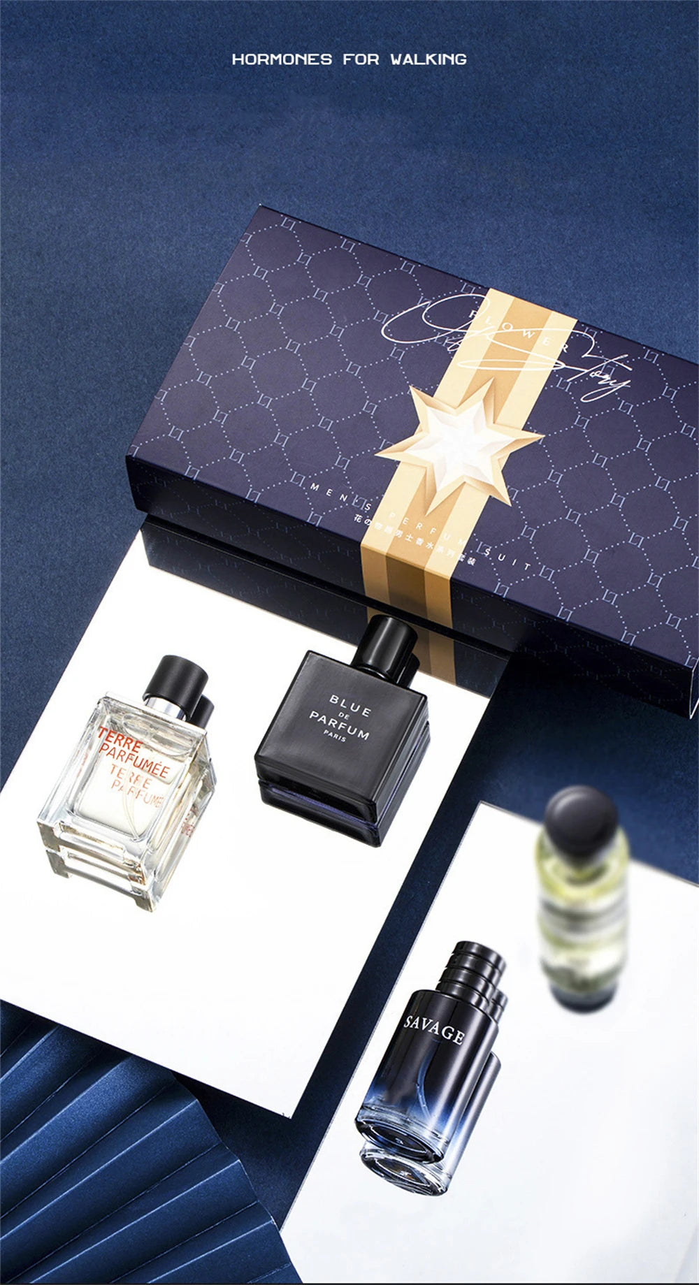 Luxusmarkenparfüm Herren Köln 100ml Parfums Homme Geschenkbox 4-teiliges Set Parfums Masculinos Natürlicher blumiger fruchtiger Duft Spray