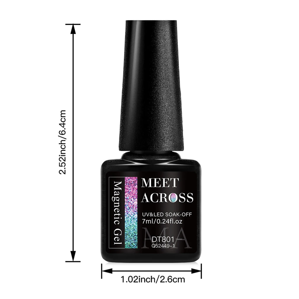 MEET ACROSS 3Pcs/Set 9D Cat Magnetic Gel Nail Polish With Magnetic Stick Semi Permanent Soak Off Nail Art UV LED Gel Varnish Kit