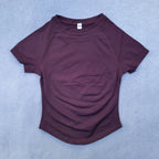 Nahtloses Yoga-Top für Damen Kurzarm Gym Crop Top Leichtgewichtige Yoga-Shirts Fitness-Gym-Shirts Elastische Sport-Shirts