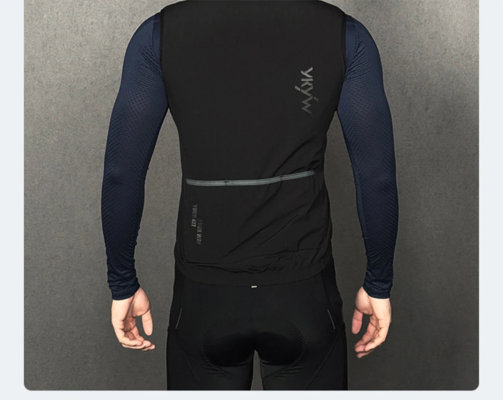 YKYWBIKE Herren Radsport Gelit Thermo-Fleece Fahrrad Windjacke Ärmellose Weste Winddicht Wasserdicht Radfahren