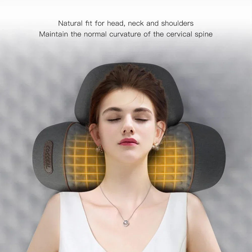 Elektrisches Nackenmassagekissen, zervikales Streckgerät, Heizung, Vibrationsmassage, Rückenextension, orthopädisches Schlafkissen, Stützkissen