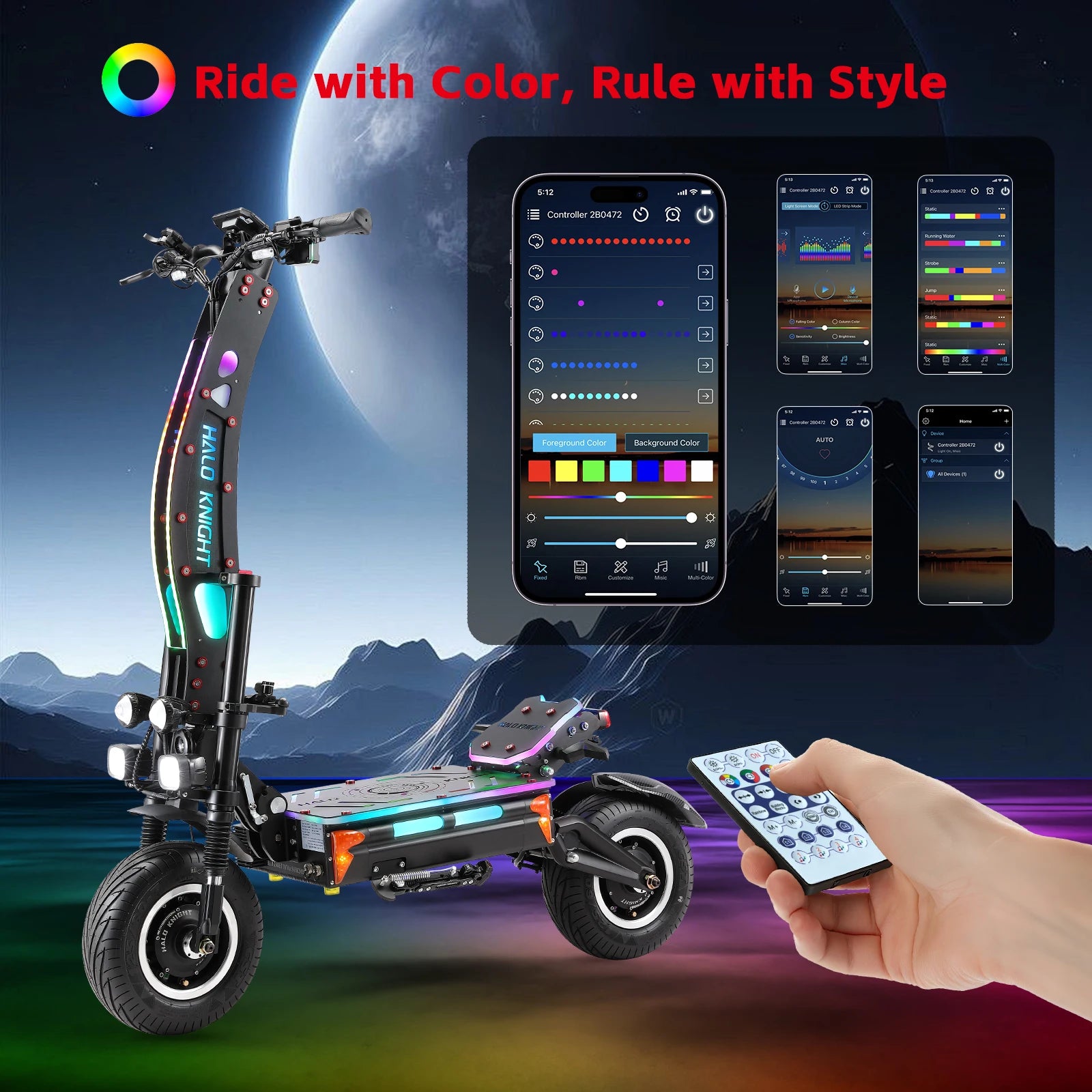 HALO KNIGHT T107Max 72V 8000W Elektroroller für Erwachsene, schnell, 120km/h, Leistungsstarker Doppelmotor, E-Scooter, Top E-Scooter