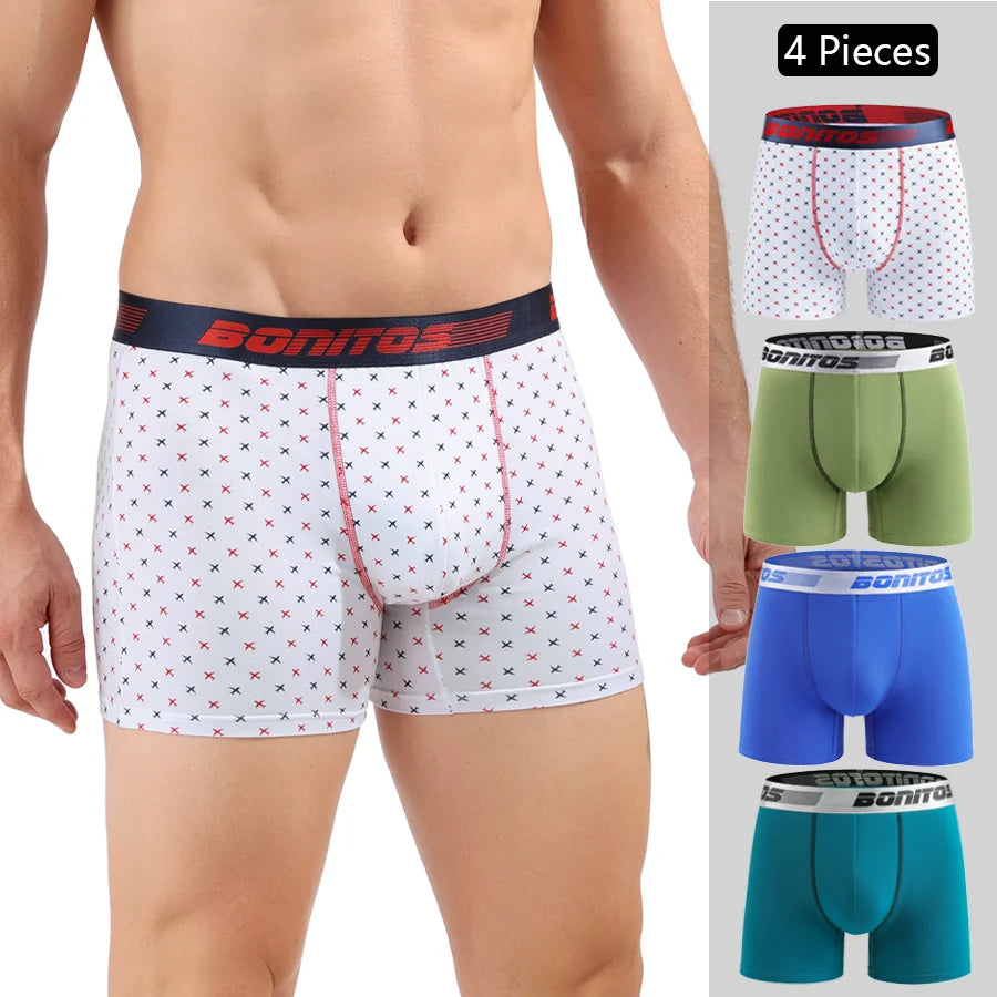 4 Stück Boxershorts Herrenslips Homme Unterhosen Boxershorts Unterwäsche für Männer Baumwolle Herren-Paar Sexy Set Calecon Lot Soft Box