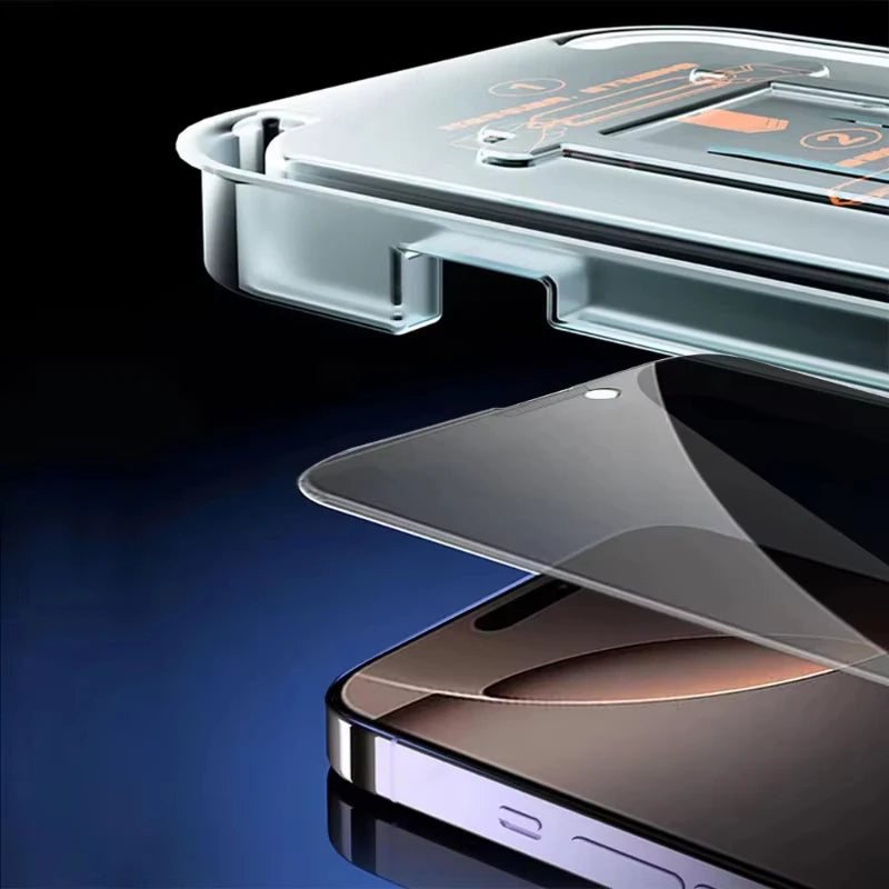 Staubfrei Installierbares Gehärtetes Glas für iPhone 16 15 14 Plus 17 Pro Max Air 13 12 Mini 11 XR XS Oleophobe Beschichtung Displayschutzfolie