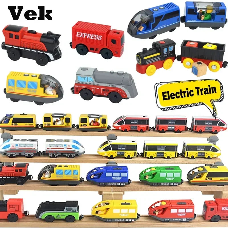 Holz-Lokomotive, magnetische elektrische Eisenbahn-Spielzeuge, passend für Biro-Holz-Druckguss-Schlitz-Eisenbahnstrecke, pädagogisches Spielzeug für Kinder