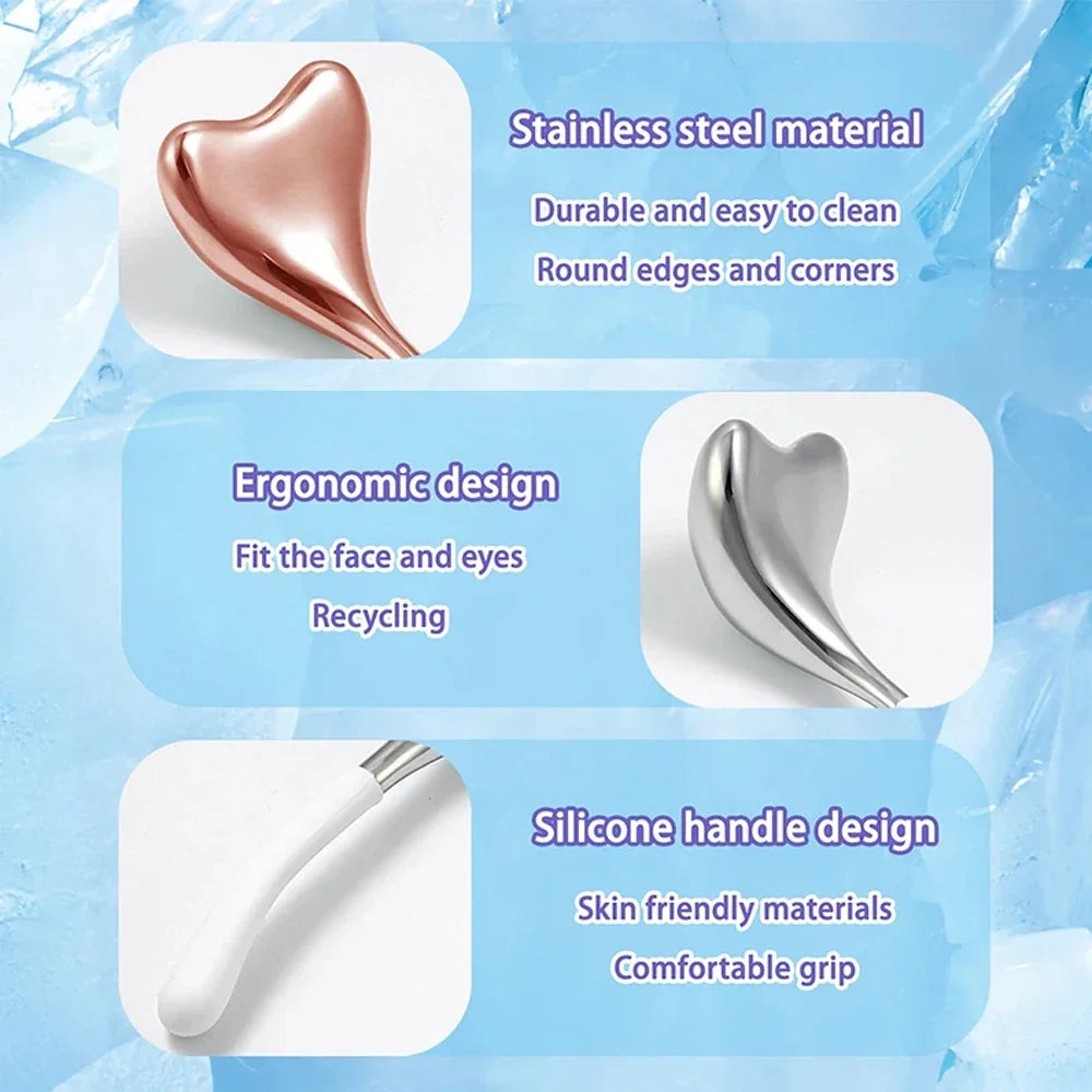 Kühlende Spa-Eisgloben-Roller, Edelstahl-Gua-Sha-Kryo-Sticks, Gesichts- und Augenmassagegerät, Hautpflegewerkzeuge, Geschenke für Frauen