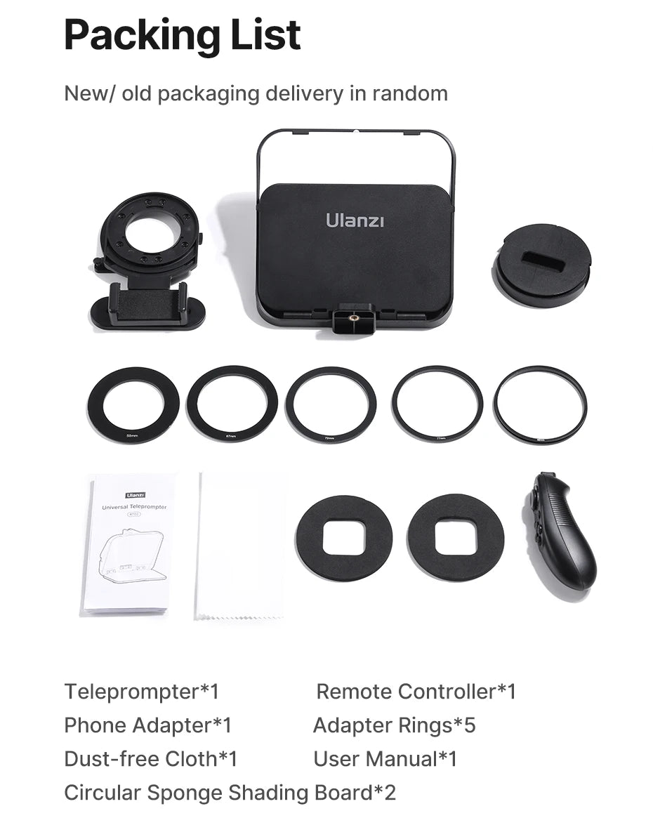 Ulanzi RT02 Universal-Teleprompter Prompter DSLR-Kamera Smartphone Tablet Laptop-Teleprompter Live-Streaming Videoaufnahme
