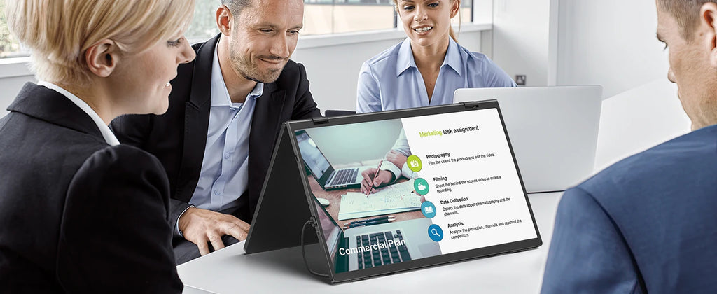 UPERFECT Delta 15.6" Dual Portable Monitor For Laptop Screen Extender 1080P HDR 360° Folding Stacked with Stand For Laptop PC