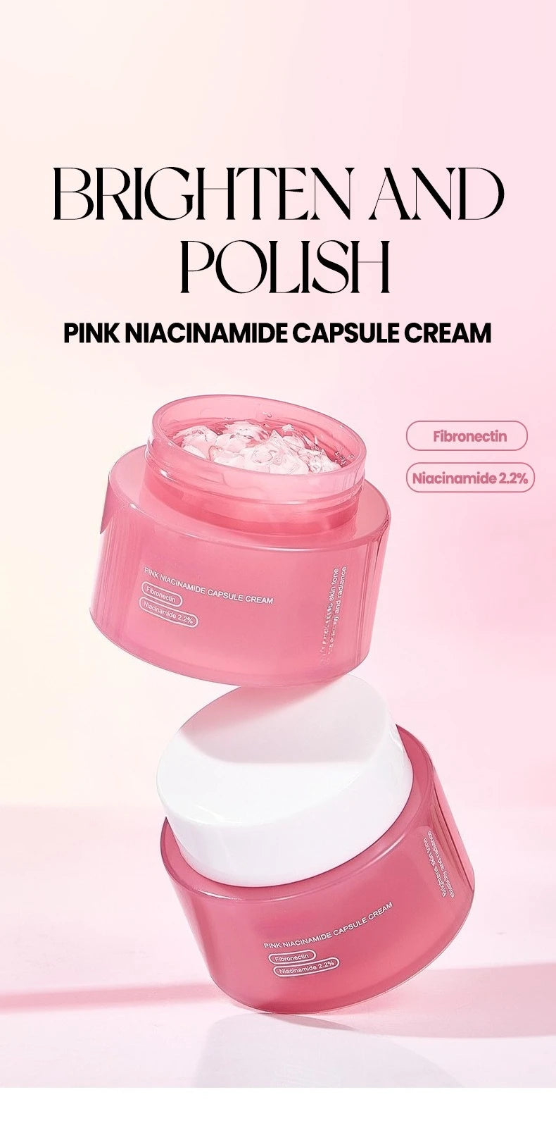 Koreanische rosa Kollagen PDRN Kapselcreme mit Niacinamid Creme für ungleichmäßigen Hautton Leichte Gesichtsfeuchtigkeitspflege Nicht fettende Pflege